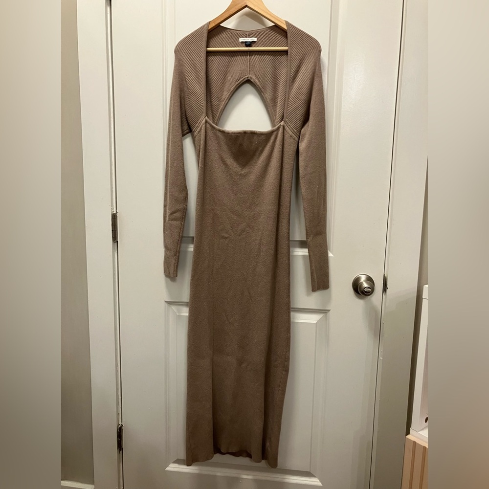 American Eagle Outfitters Tan Long Sleeve Maxi Sweater dress